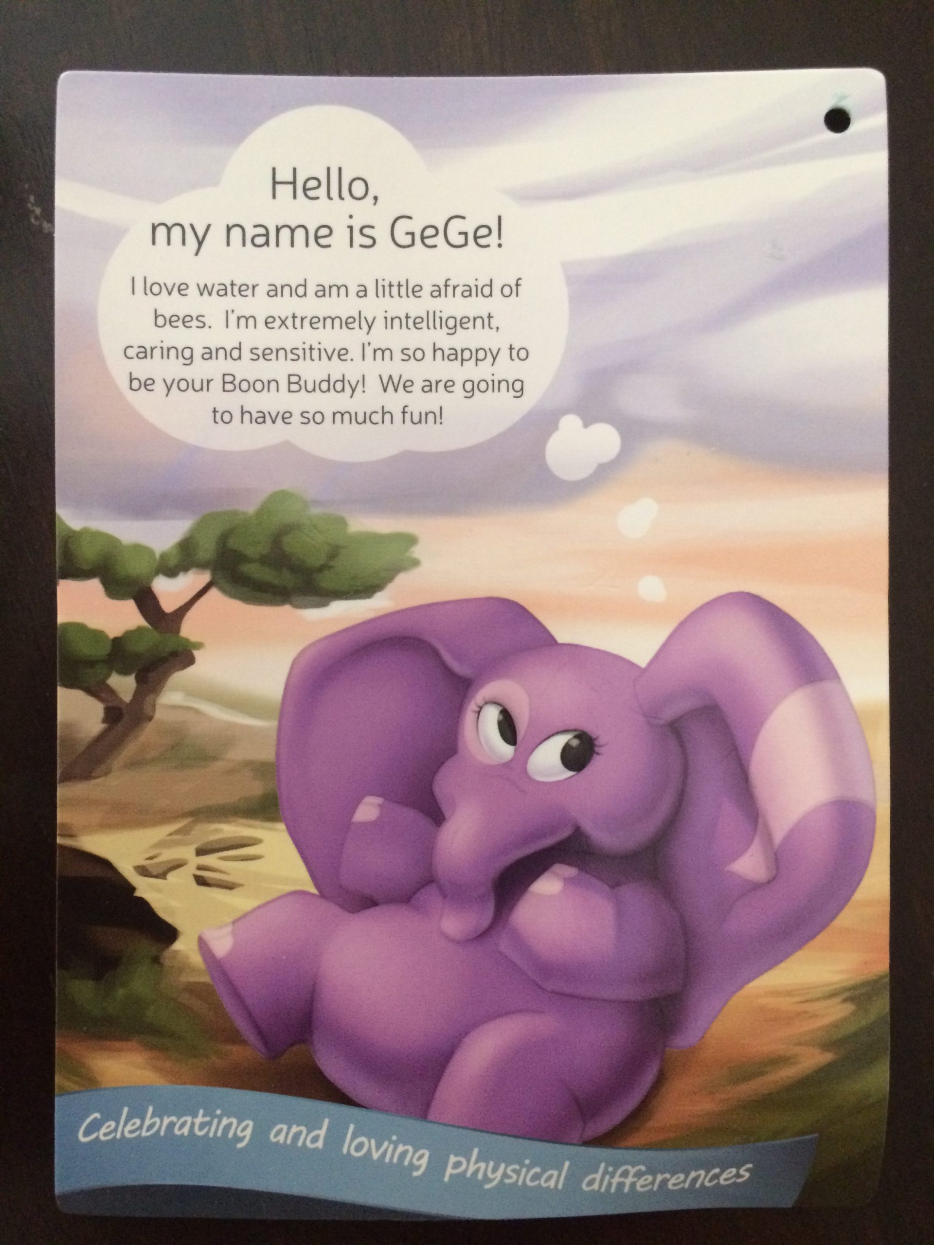 GeGe -The Boon Buddies Elephant - membership card - for children with vitiligo